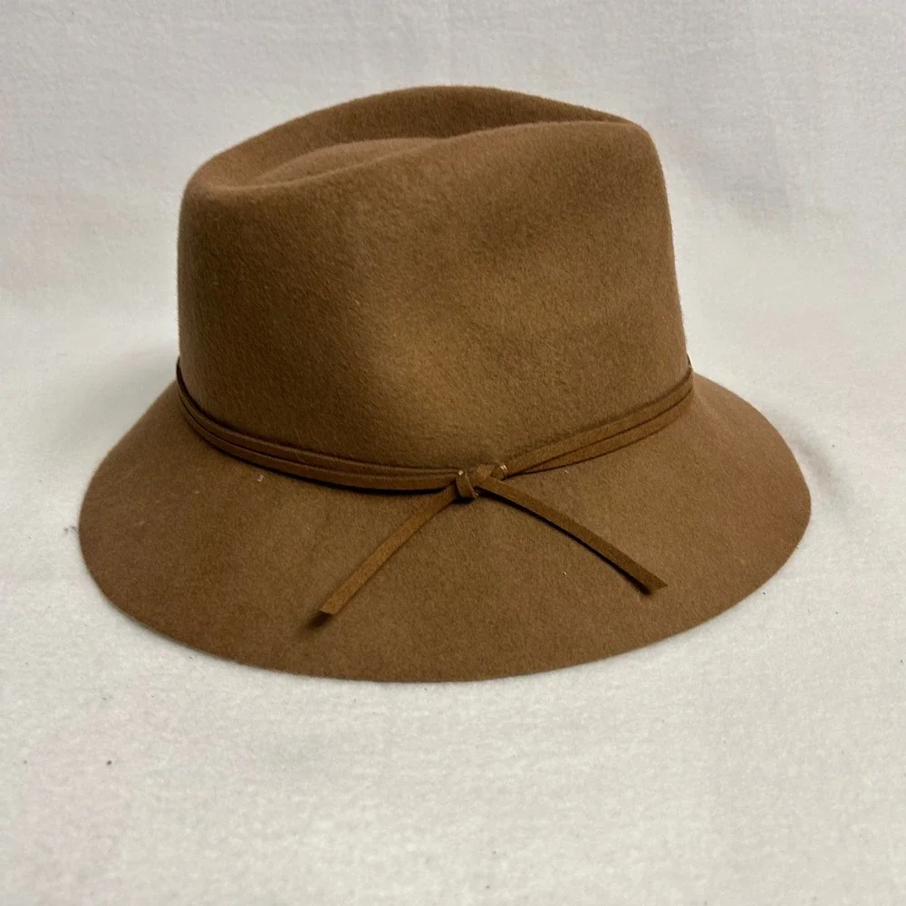 Boho Western Unbranded‎ Women OS Camel Brown 100% Wool Wide Brim Fedora Hat